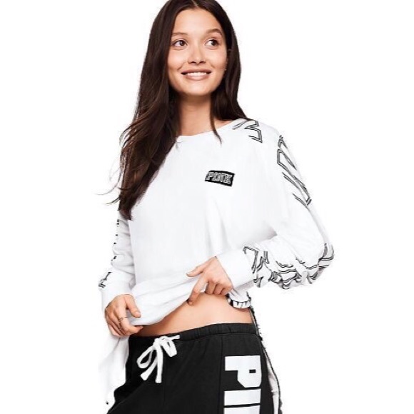 PINK Victoria's Secret Tops - Victoria’s Secret Pink Varsity Side Zip Crew